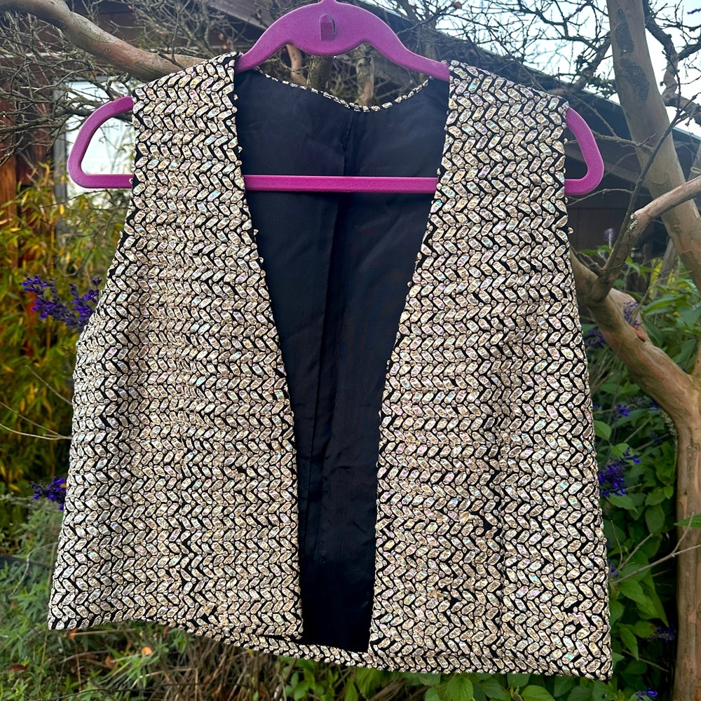 Funky Vintage Vest with Holographic Mylar